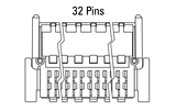 Dimensions Zero8 plug angled 32 pins